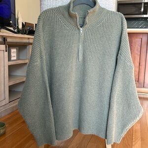 Green Quarter Zip Knit Sweater